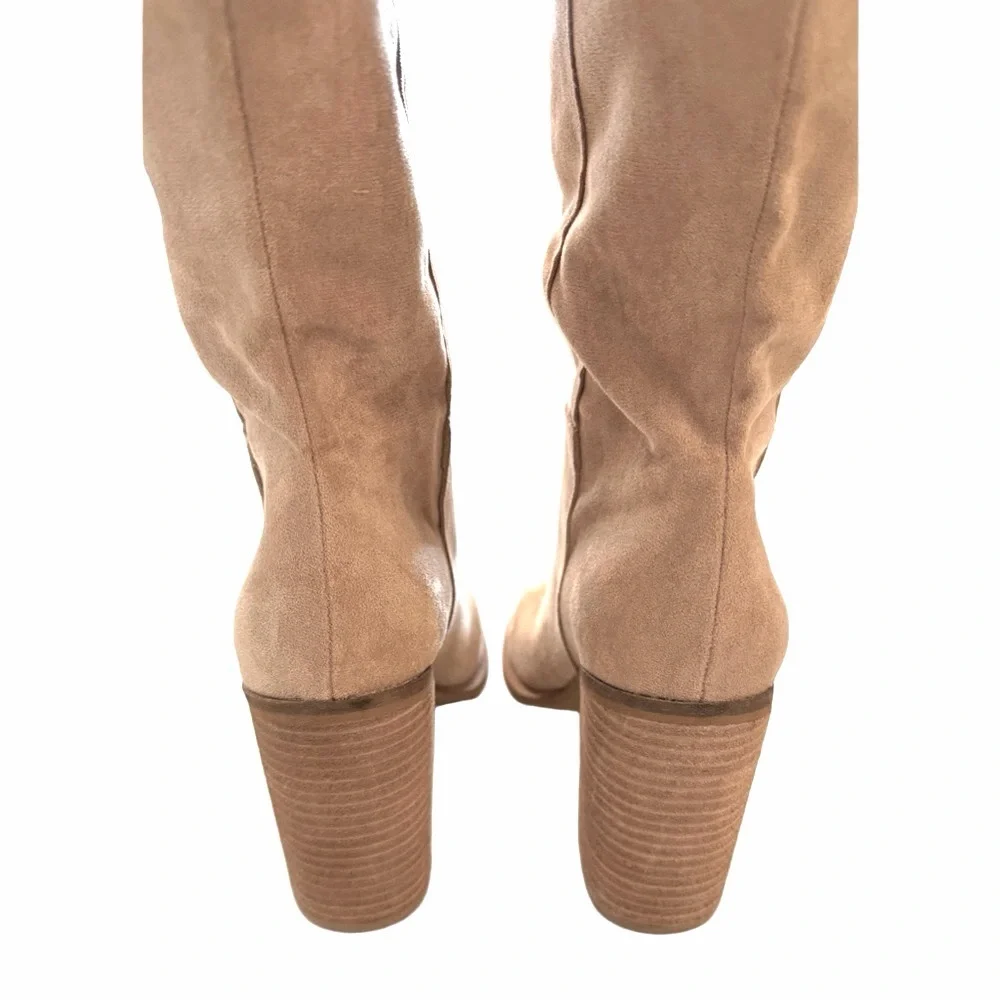 Altar’d State Angel Vegan Sand Taupe Size 8.5 Boots Knee High Stacked Heels NEW